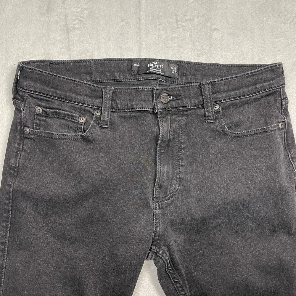 Hollister Slim Straight Jeans Mens 34x32 Black Advanced Stretch Denim
